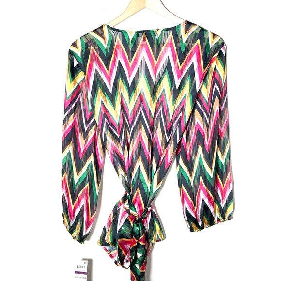 NWT INC International Concepts Colorful Chevron Top shirt blouse sz large L B128 - Picture 5 of 5